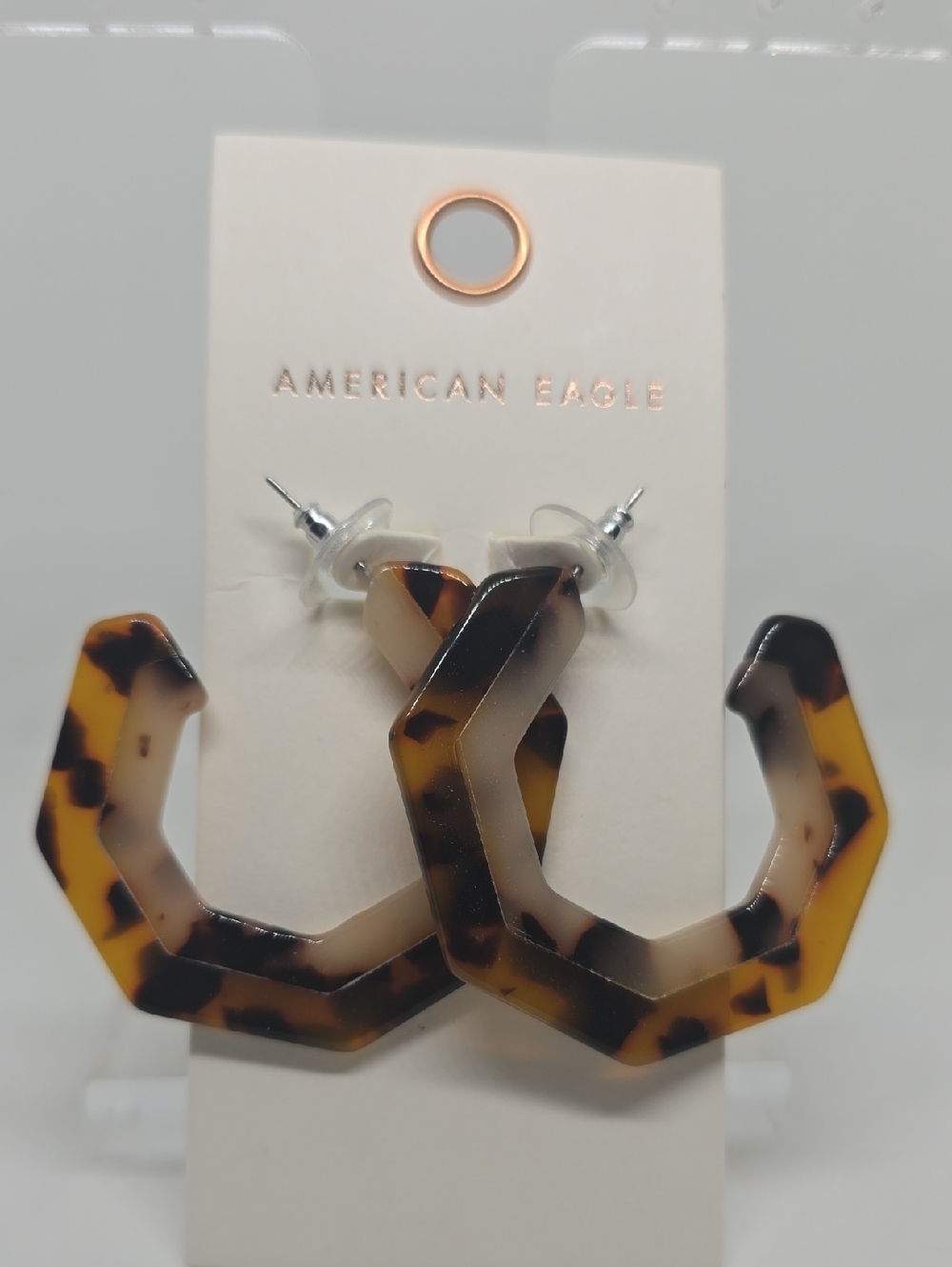 American Eagle Outfitters Tortoiseshell Hexagon Hoop Earrings - Brown